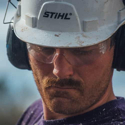 Close-up of a volunteer's face when working on a post-disaster site