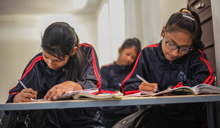 Students studying