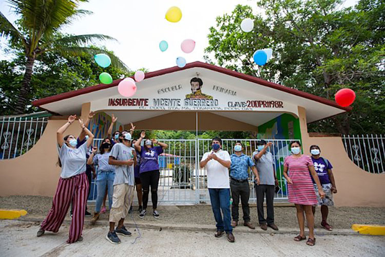 Group celebrating a finished school