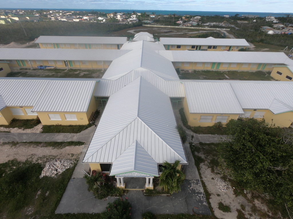 aerial view of completed Central Abaco Primary School
