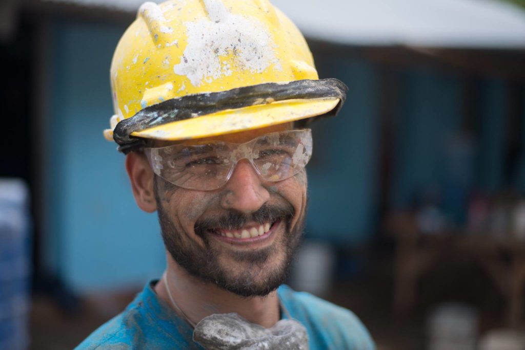 Construction volunteer smiling