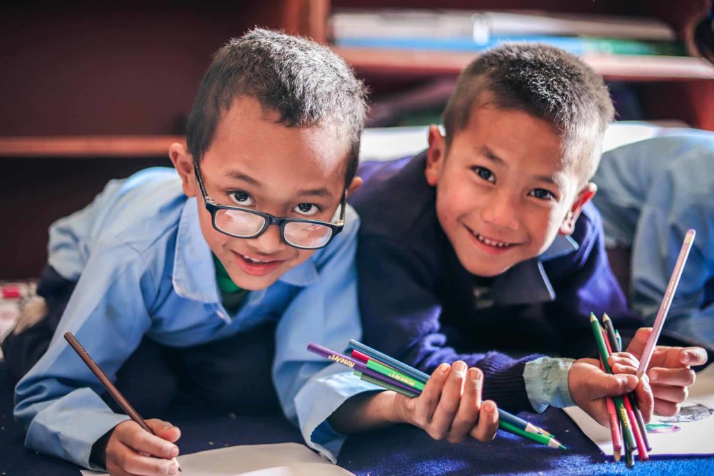 Two school children in Nepal