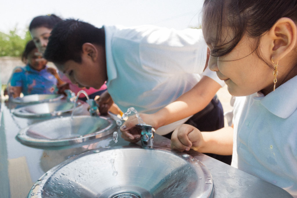 Children at a wash station