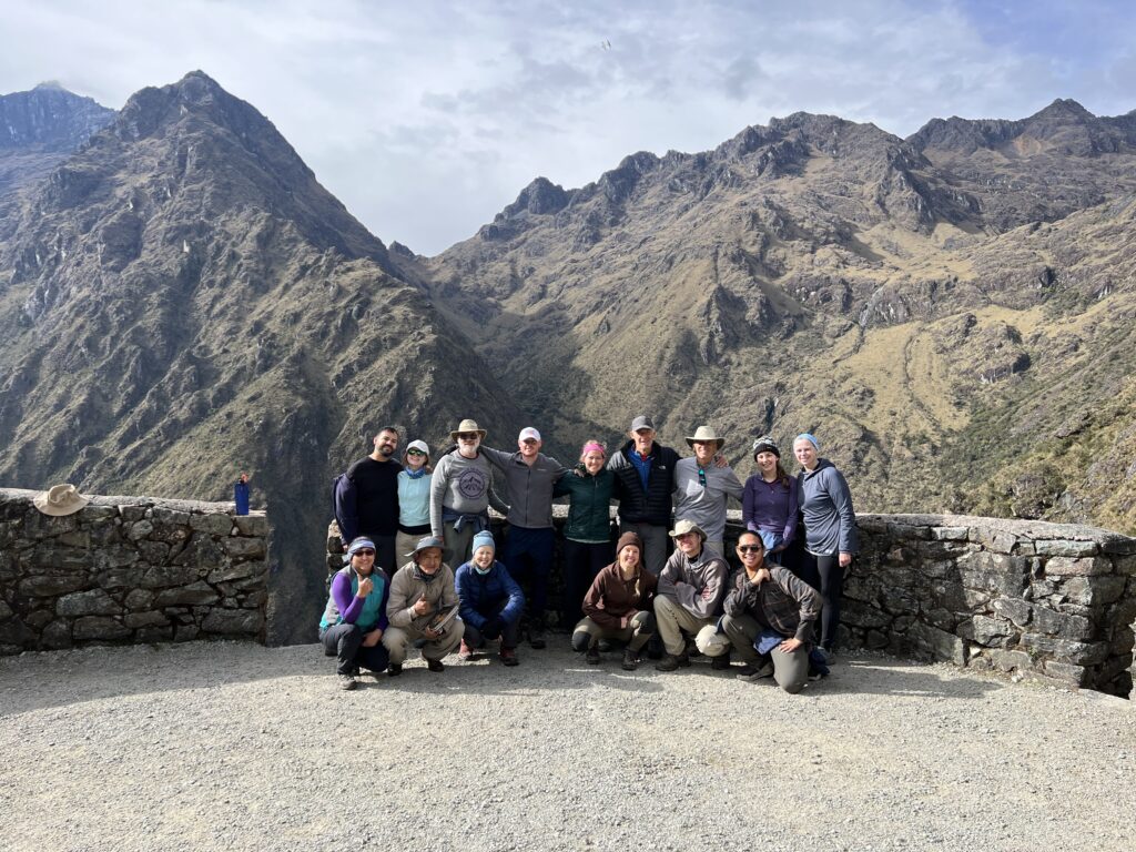 Group of trekkers on the Inca Trek trail
